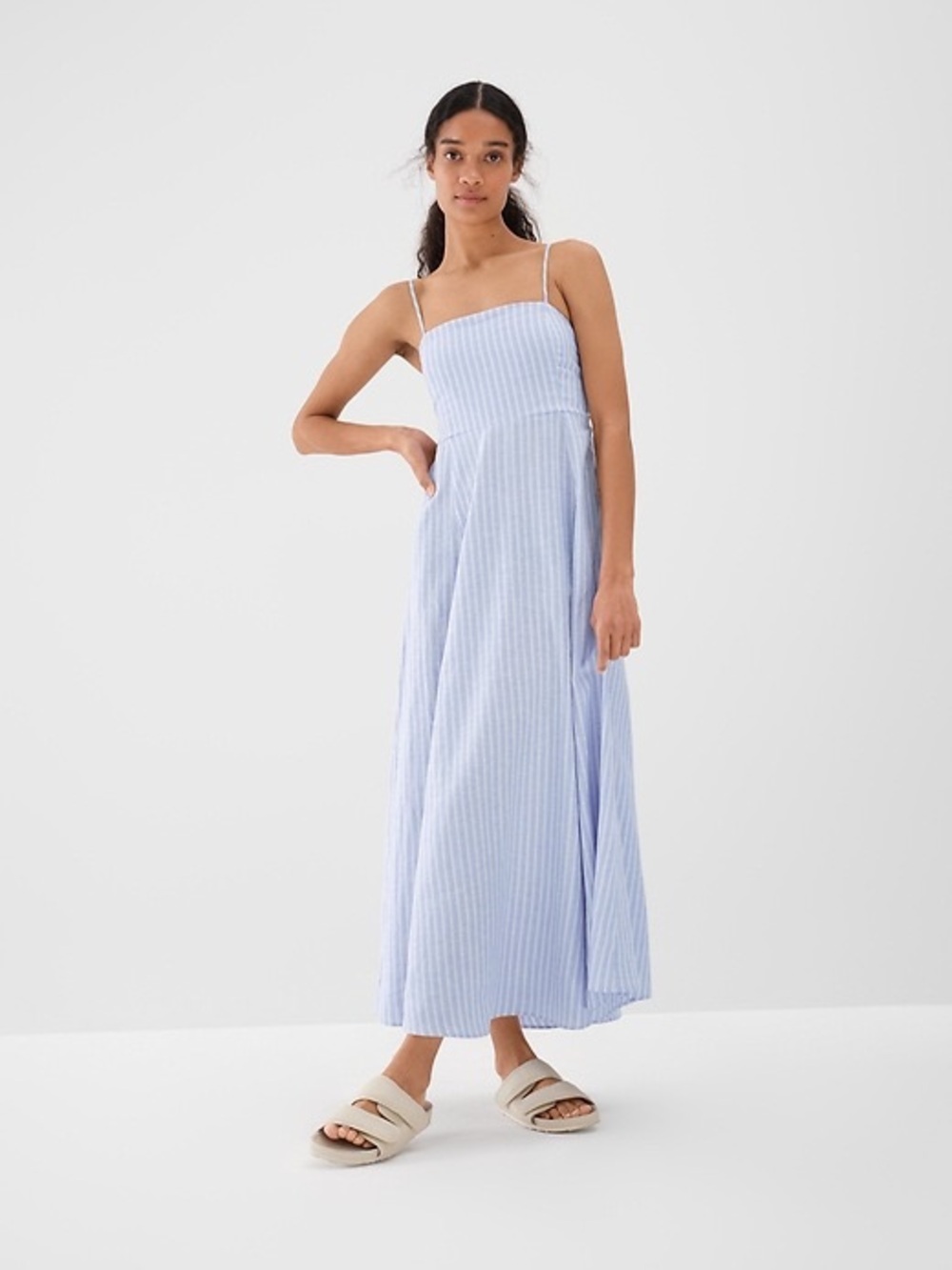 GAP Linen Blend Empire Waist Maxi Dress
